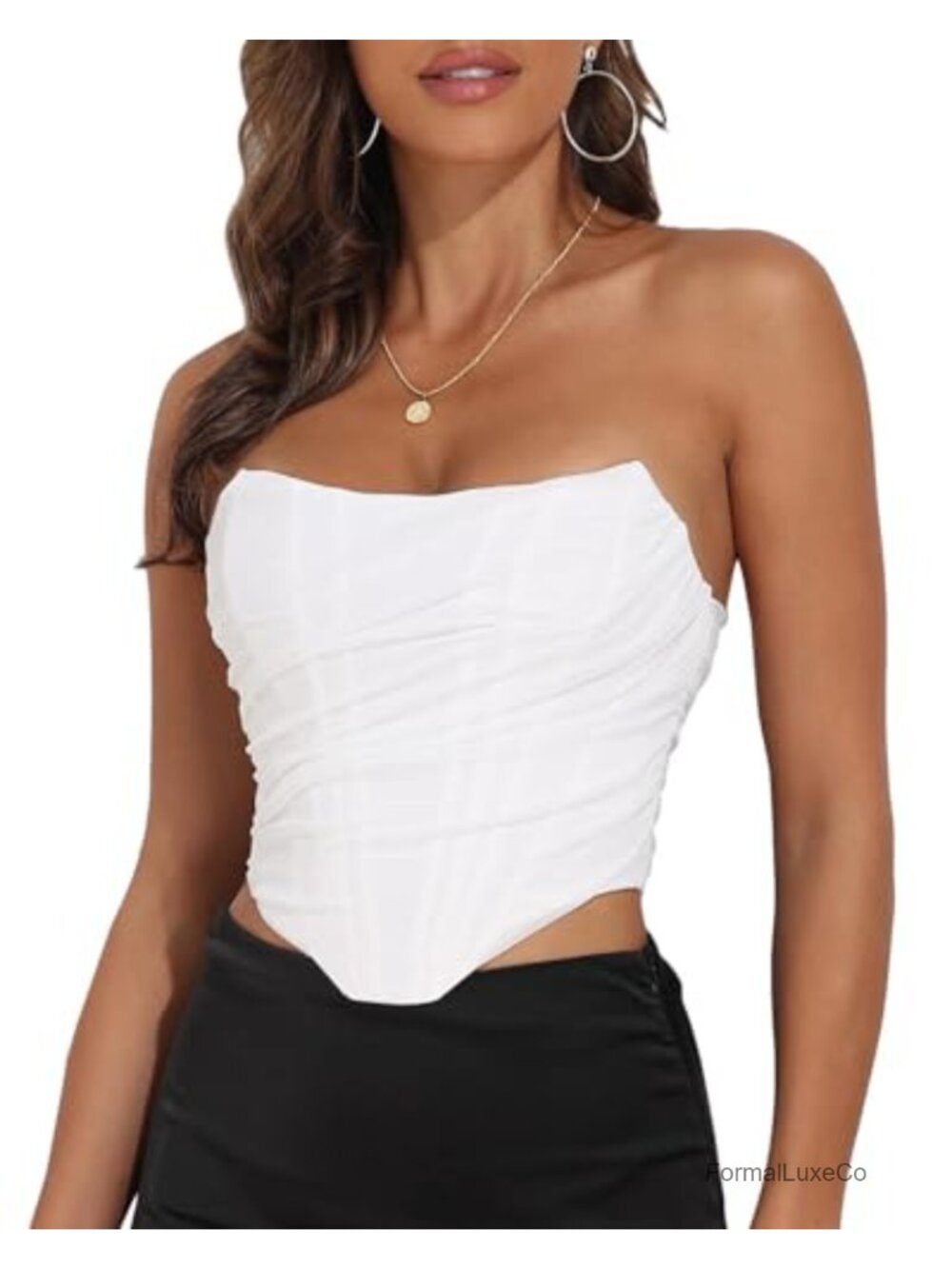 Strapless Boned Mesh Bustier Corset Bodyshaper Crop Top